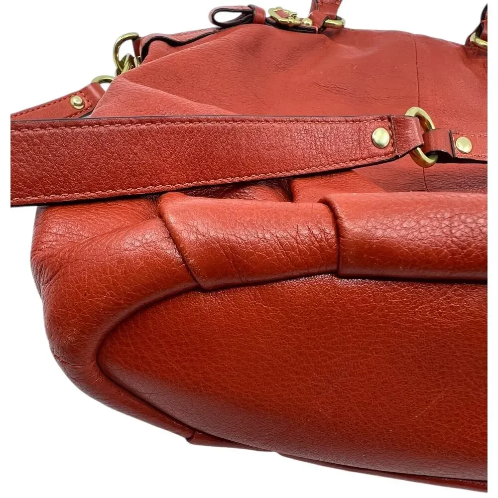 Coach Leather Satchel Orange Crossbody Shoulder Bag Purse F1298-18841